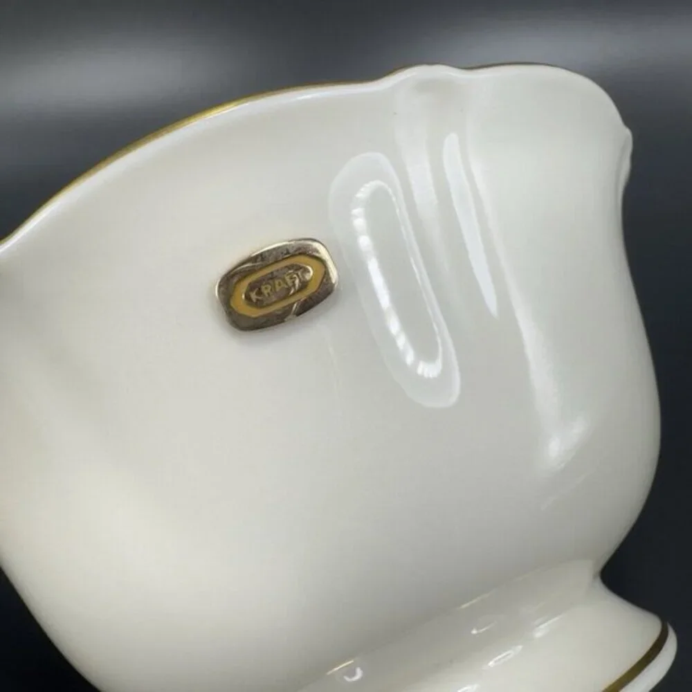 Pickard RICHMOND Footes‎ Ivory Porcelain Dish Bowl Gold Trim Kraft Medallion USA